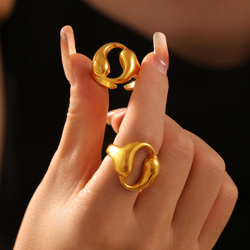 Womens Round Ring With Two Water Droplets - Elegant Accessory