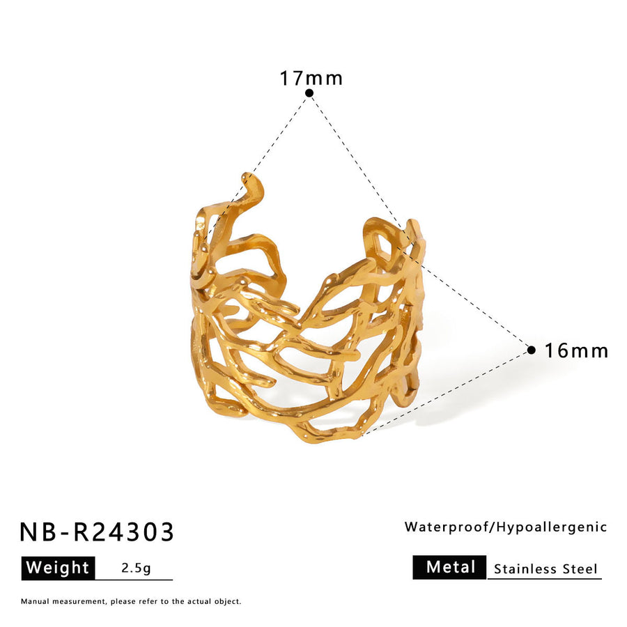 Womens Stainless Steel Geometric Line Ring - Chic and Stylish
