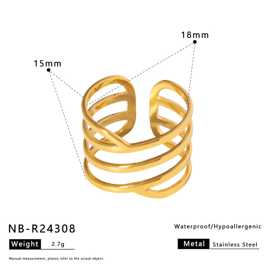 Womens Stainless Steel Geometric Line Ring - Chic and Stylish