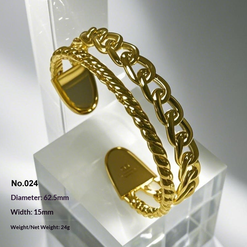 Retro Irregular Hollowed-Out Titanium Steel Bracelet