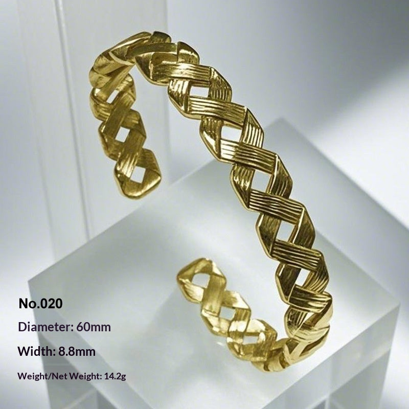 Retro Irregular Hollowed-Out Titanium Steel Bracelet