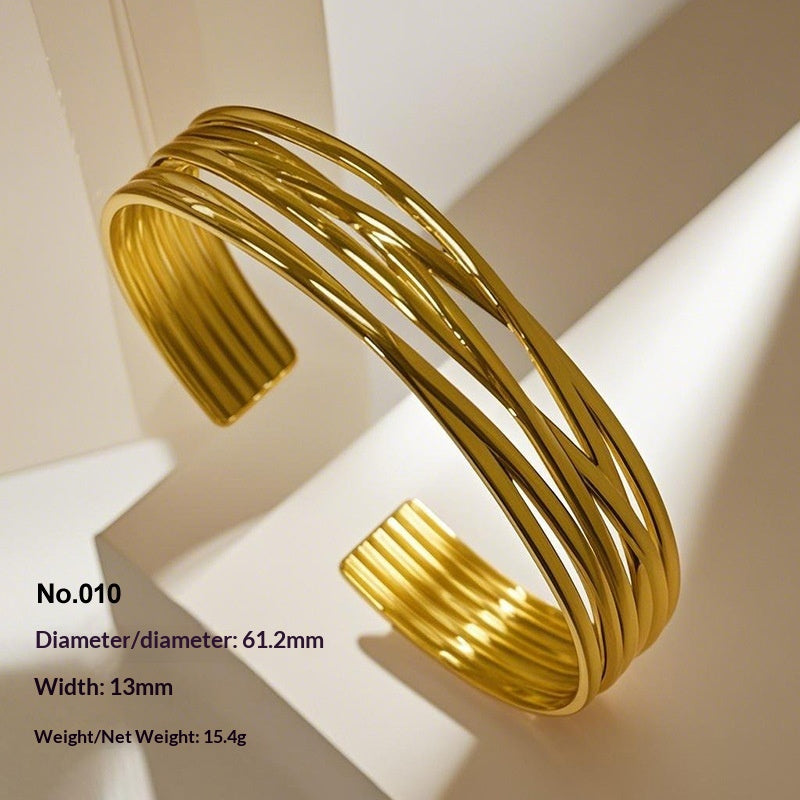 Retro Irregular Hollowed-Out Titanium Steel Bracelet