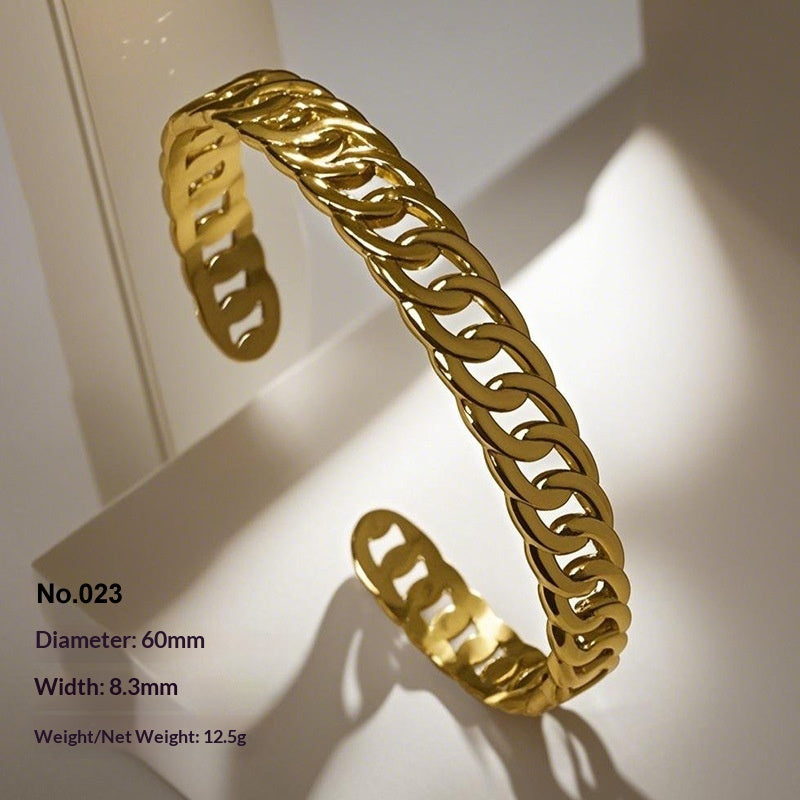 Retro Irregular Hollowed-Out Titanium Steel Bracelet