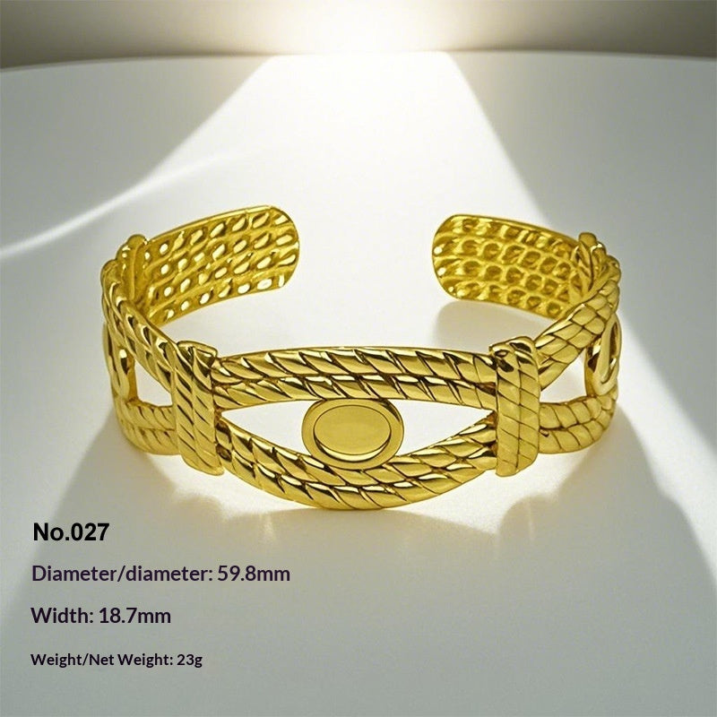 Retro Irregular Hollowed-Out Titanium Steel Bracelet