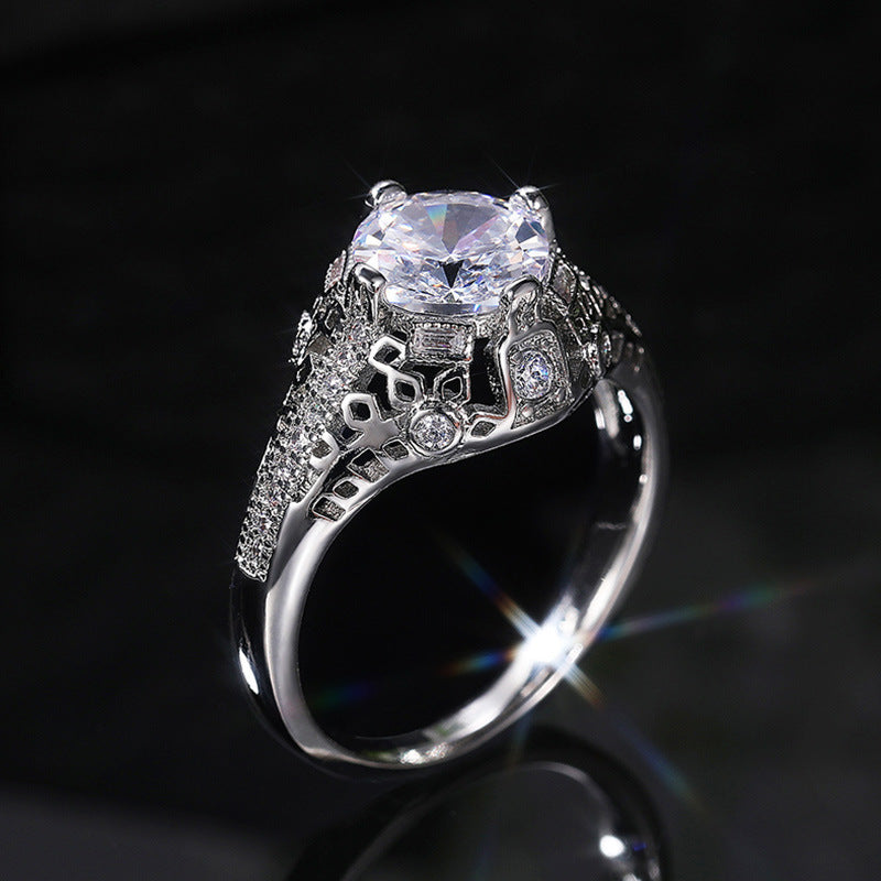 Fashionable Hollow Zircon Womens Ring - Elegant Design