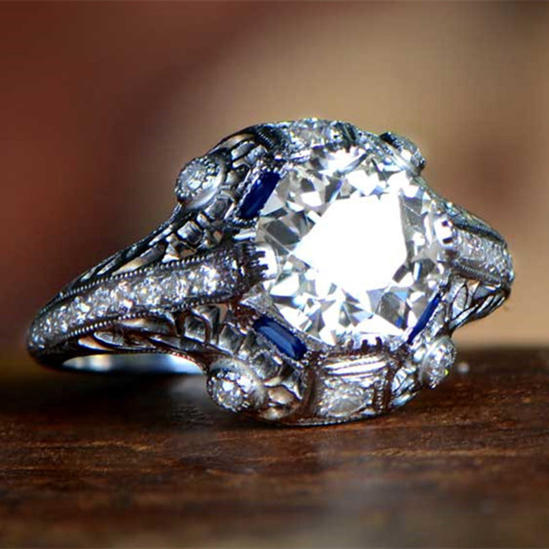 Fashionable Hollow Zircon Womens Ring - Elegant Design