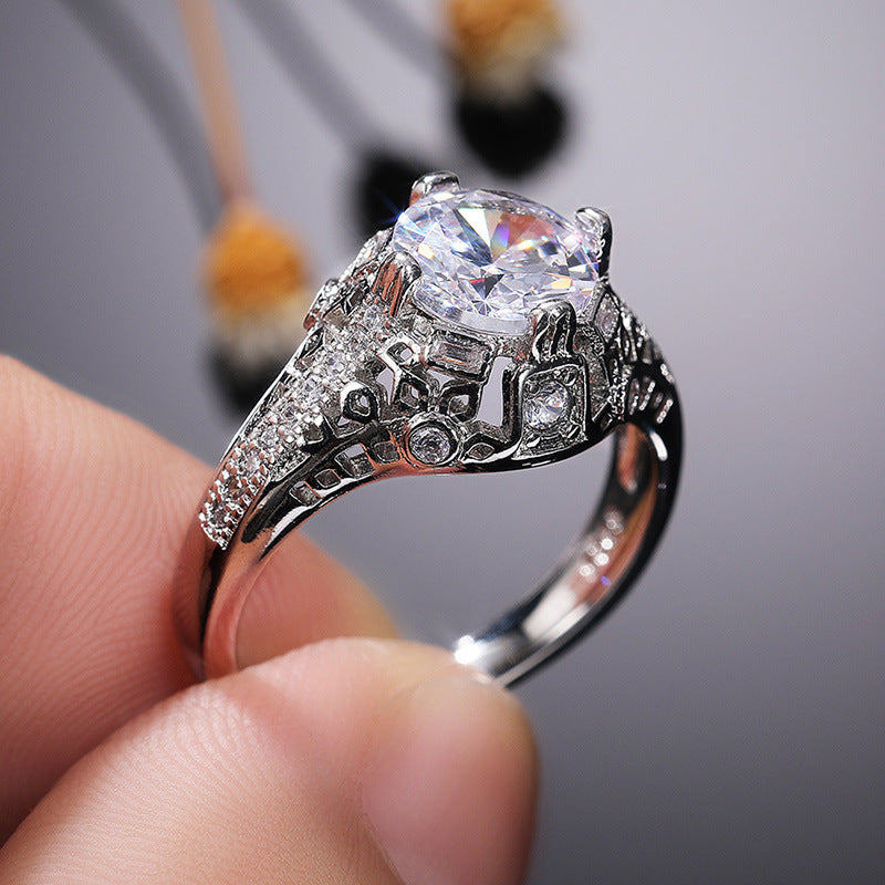 Fashionable Hollow Zircon Womens Ring - Elegant Design