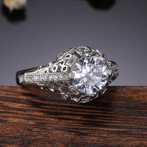 Fashionable Hollow Zircon Womens Ring - Elegant Design