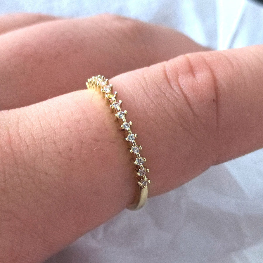 Japanese and Korean Diamond-studded Stacking Rings for Women