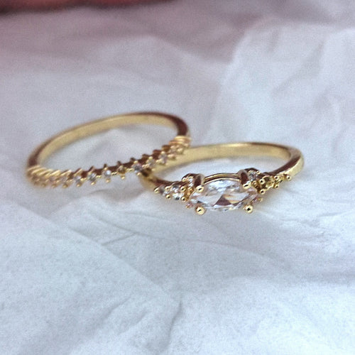 Japanese and Korean Diamond-studded Stacking Rings for Women