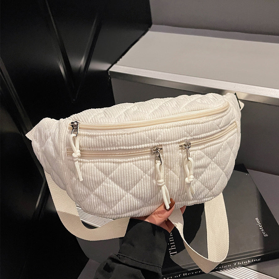 Solid-color Down Cotton Chest Bag - Versatile Women's Crossbody