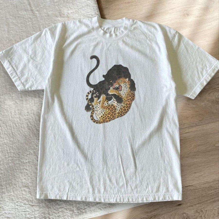 Womens Cotton Loose-Fitting Tiger Print Tank Top