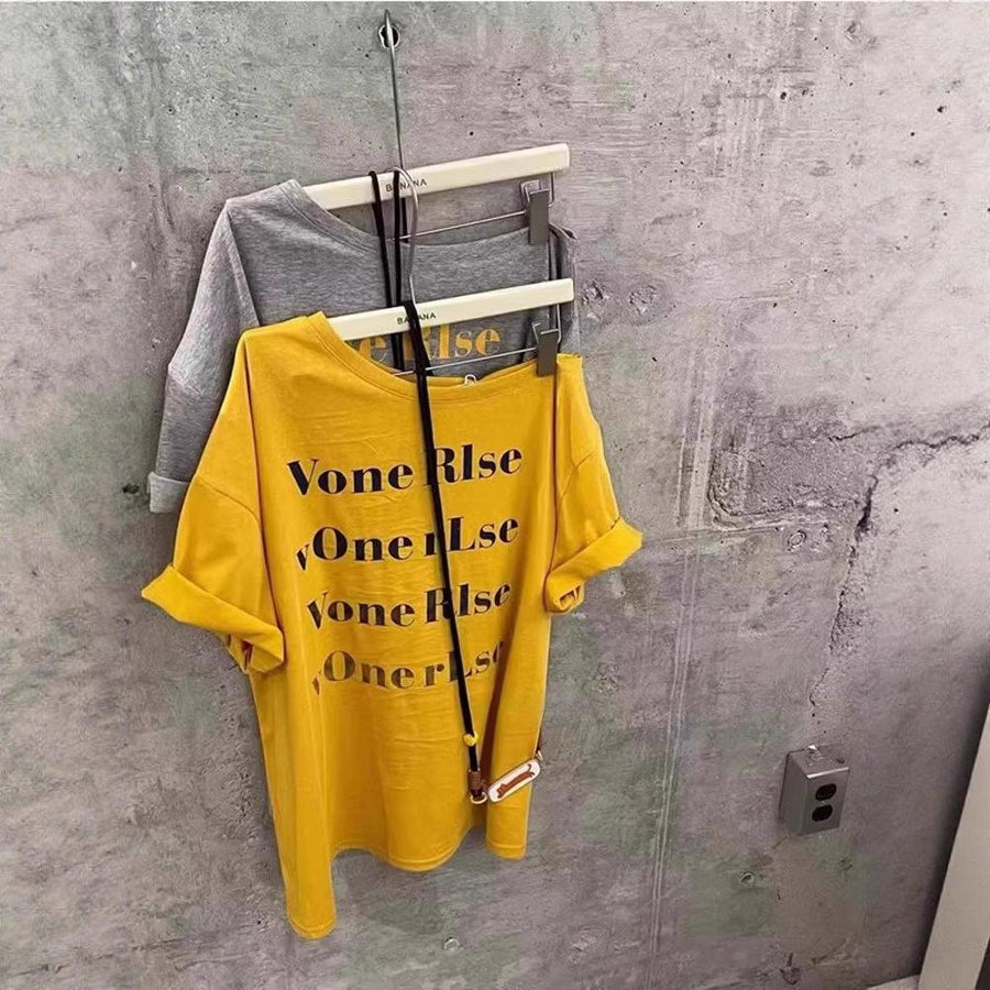 Womens Loose-Fit Summer T-Shirt with Letter Print