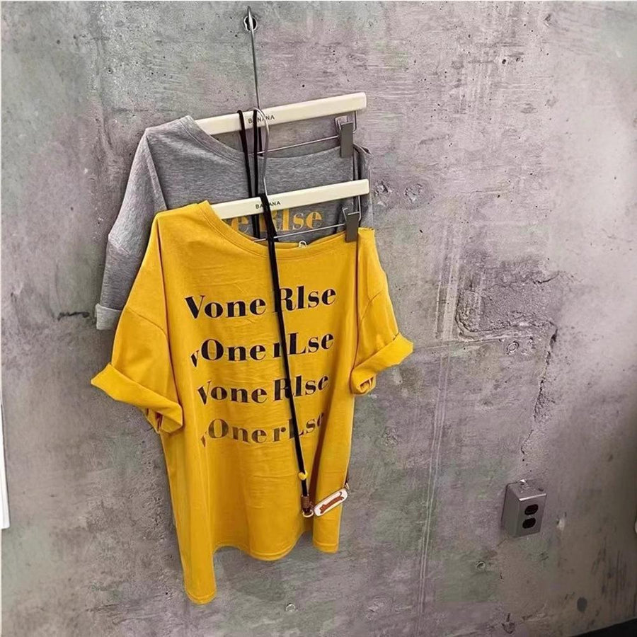 Womens Loose-Fit Summer T-Shirt with Letter Print