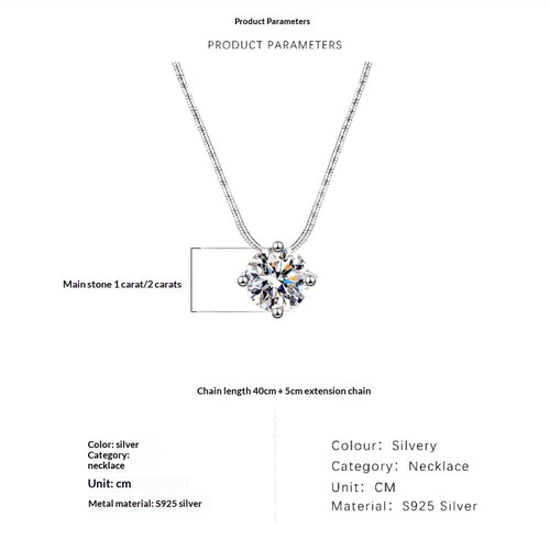 S925 Sterling Silver Moissanite Necklace for Women - Minimalist Choker