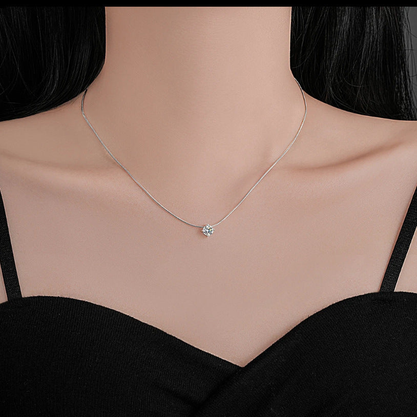 S925 Sterling Silver Moissanite Necklace for Women - Minimalist Choker