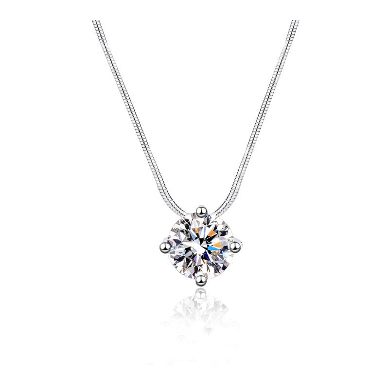 S925 Sterling Silver Moissanite Necklace for Women - Minimalist Choker