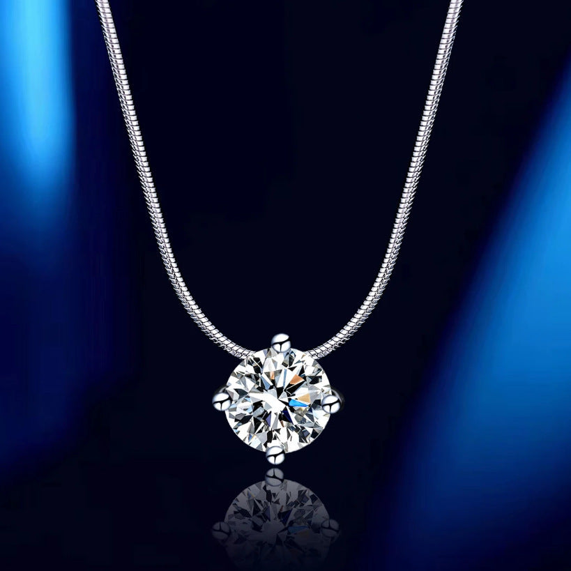 S925 Sterling Silver Moissanite Necklace for Women - Minimalist Choker