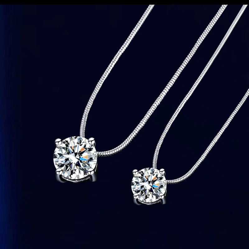 S925 Sterling Silver Moissanite Necklace for Women - Minimalist Choker