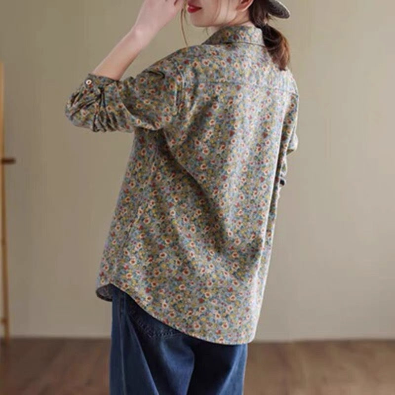Spring New Arrival Women's Plus-Size Floral Long-Sleeve Shirt