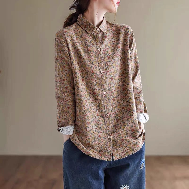 Spring New Arrival Women's Plus-Size Floral Long-Sleeve Shirt