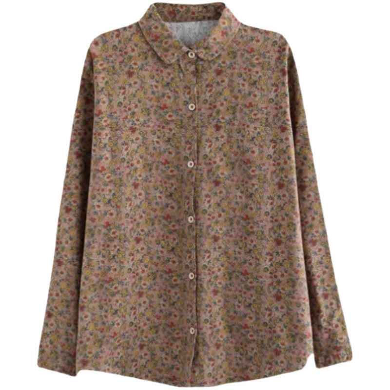 Spring New Arrival Women's Plus-Size Floral Long-Sleeve Shirt