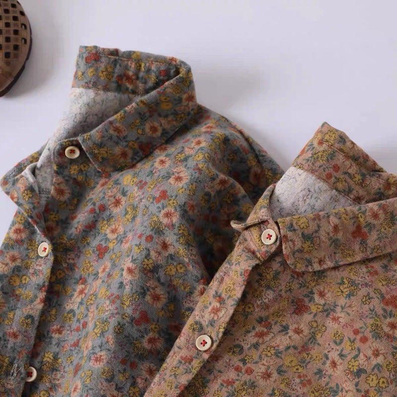 Spring New Arrival Women's Plus-Size Floral Long-Sleeve Shirt