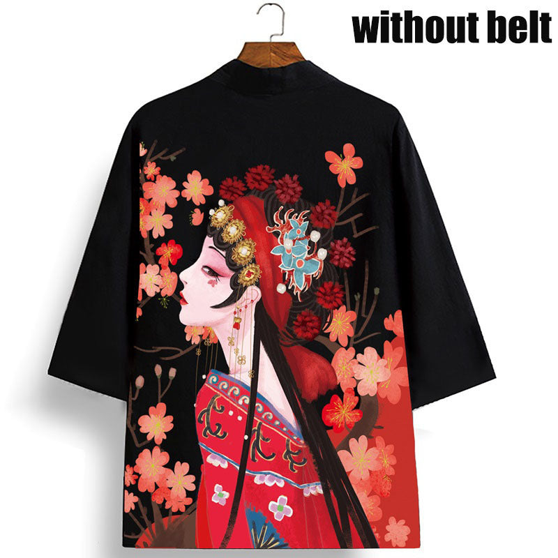 Ukiyo-e Geisha Haori Cardigan Robe for Women