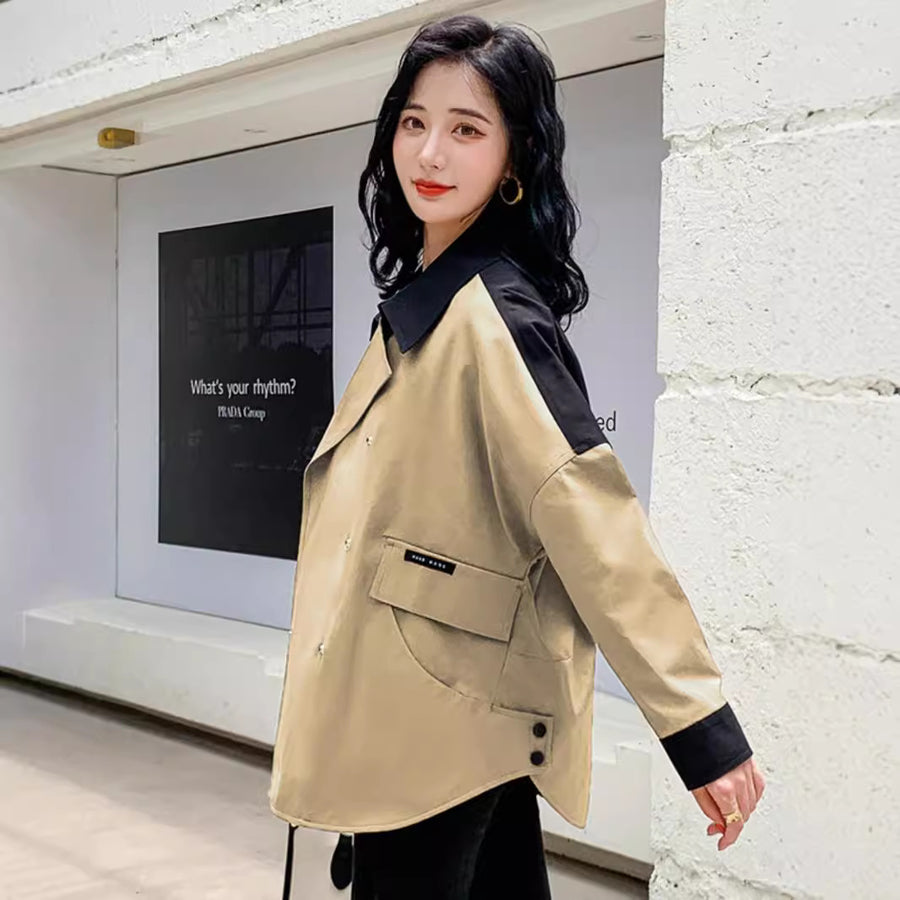 Elegant Casual Color-Block Coat - Spring New Arrival