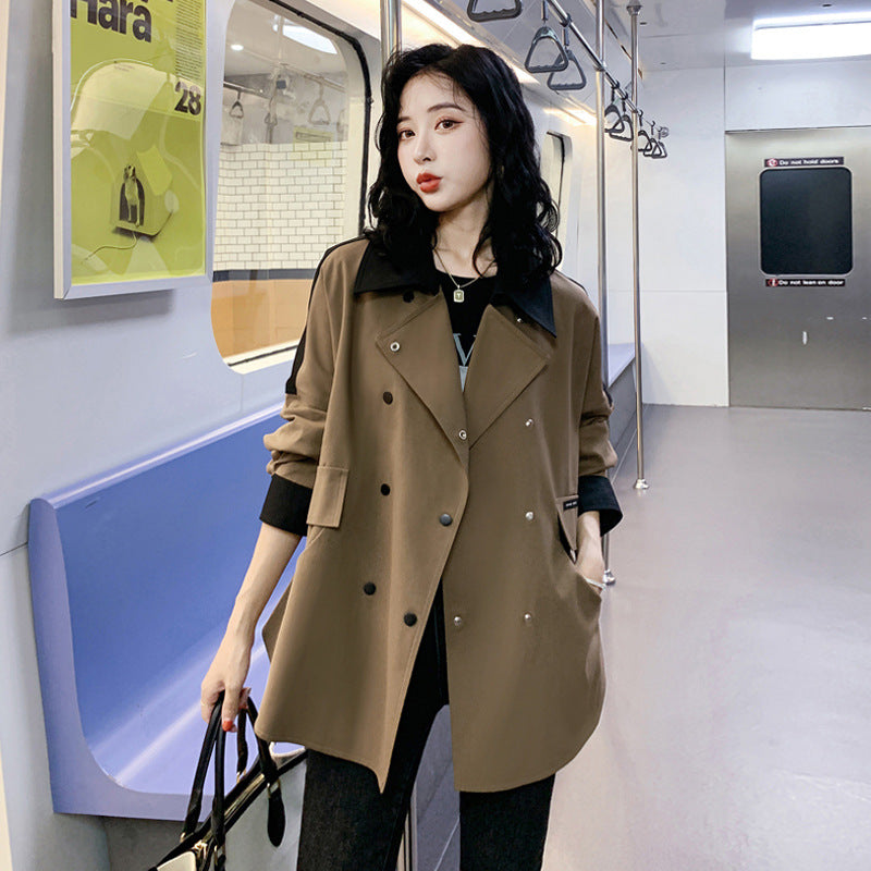 Elegant Casual Color-Block Coat - Spring New Arrival