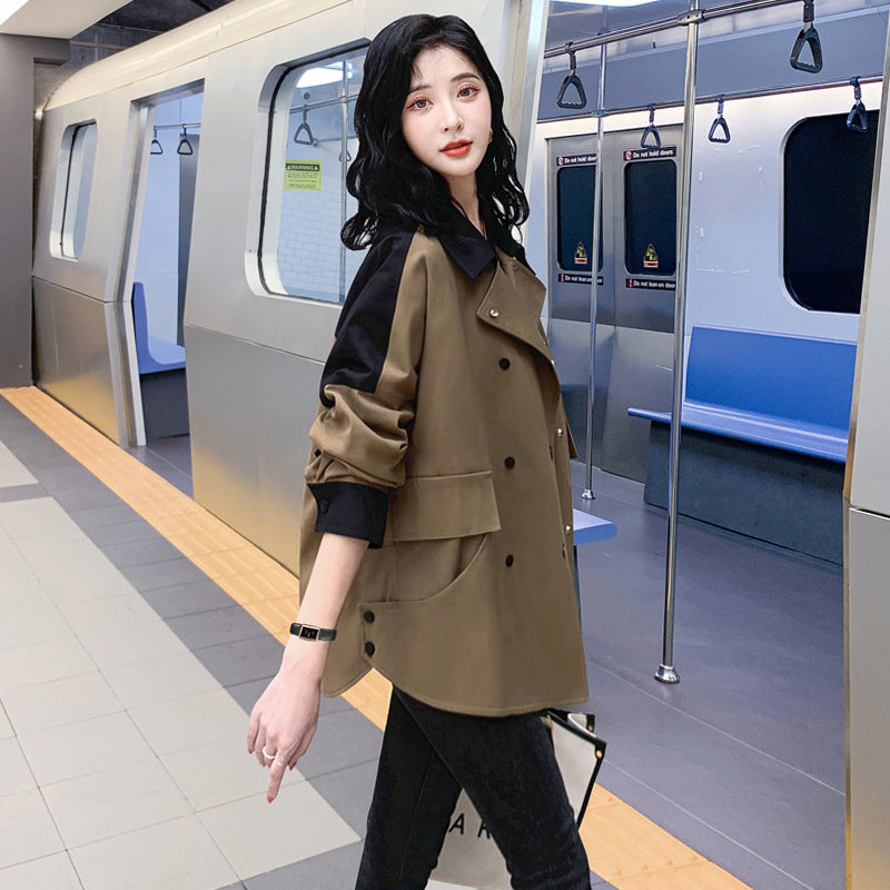 Elegant Casual Color-Block Coat - Spring New Arrival