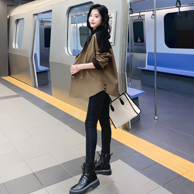 Elegant Casual Color-Block Coat - Spring New Arrival