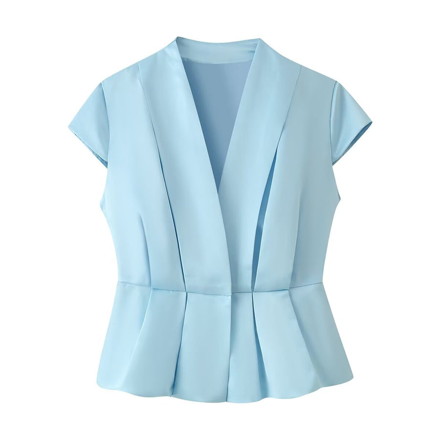 Simple and Elegant Pleated Top Solid-Color Lounge Set