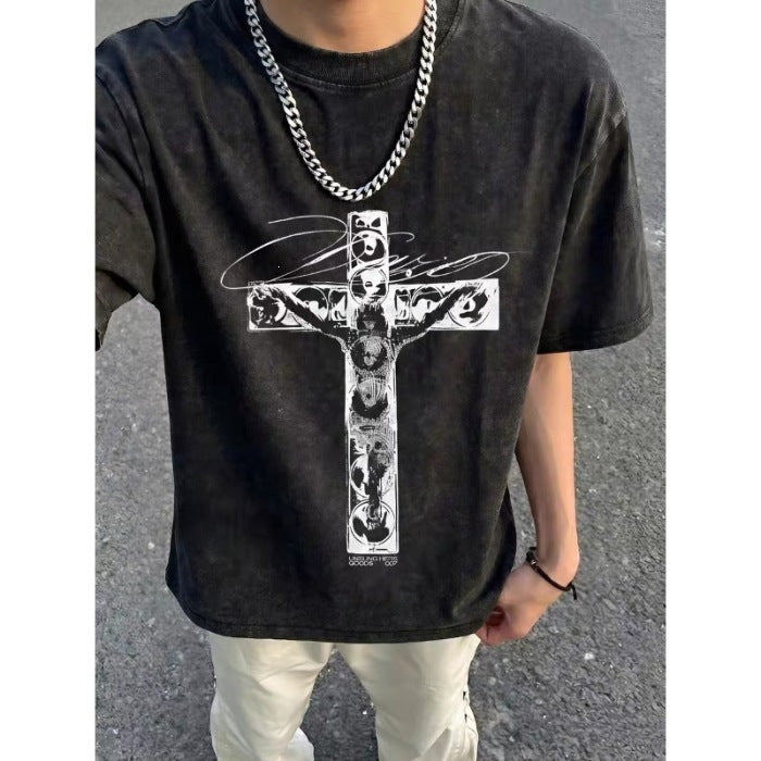 Summer Fashion Washed and Distressed Short Sleeve Top