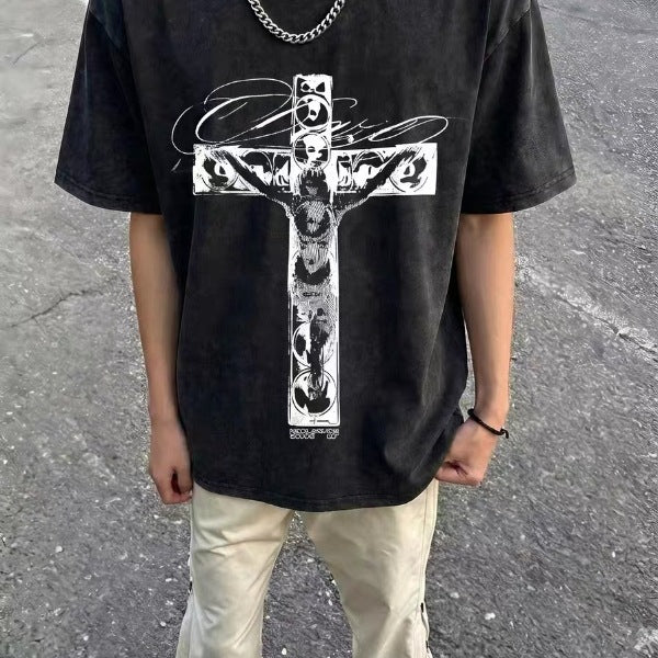 Summer Fashion Washed and Distressed Short Sleeve Top