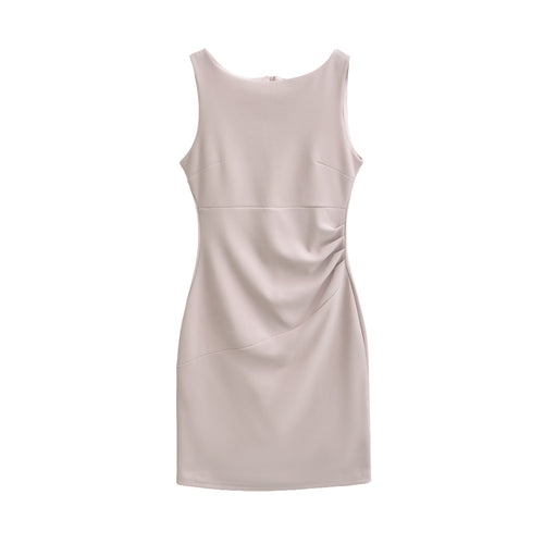 Fashionable Solid-Color Slim-Fit Sleeveless Dress for Women