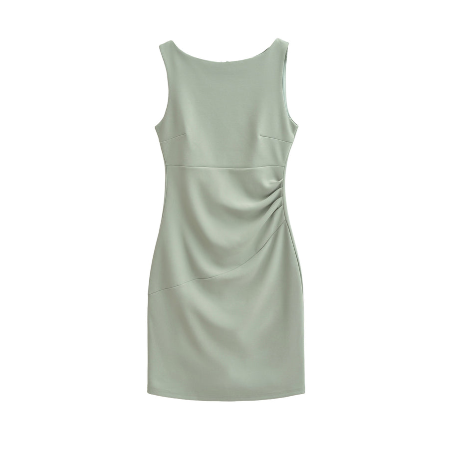Fashionable Solid-Color Slim-Fit Sleeveless Dress for Women