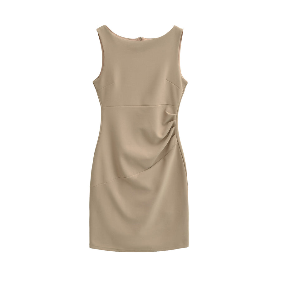 Fashionable Solid-Color Slim-Fit Sleeveless Dress for Women