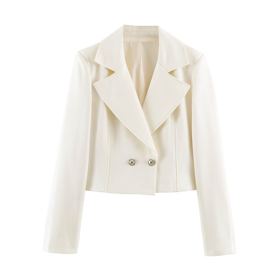 Fashionable Versatile Solid-color Double-breasted Blazer