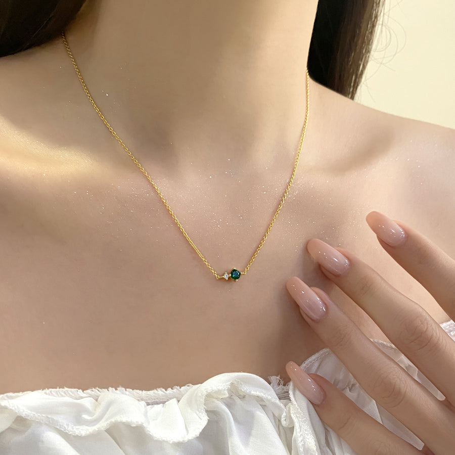 S925 Sterling Silver Necklace with Twelve Birthstone Pendants