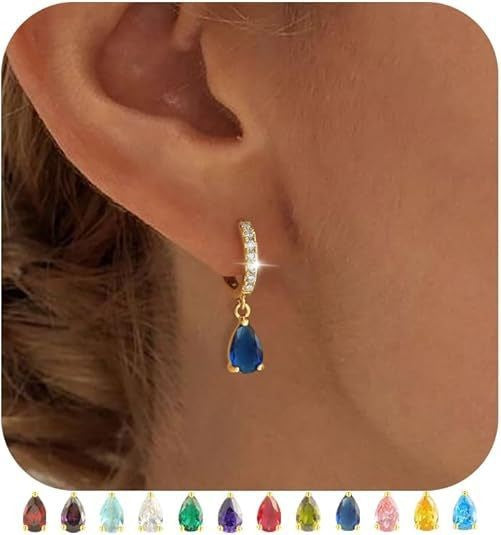 Womens Versatile Colorful Water-drop Stud Earrings
