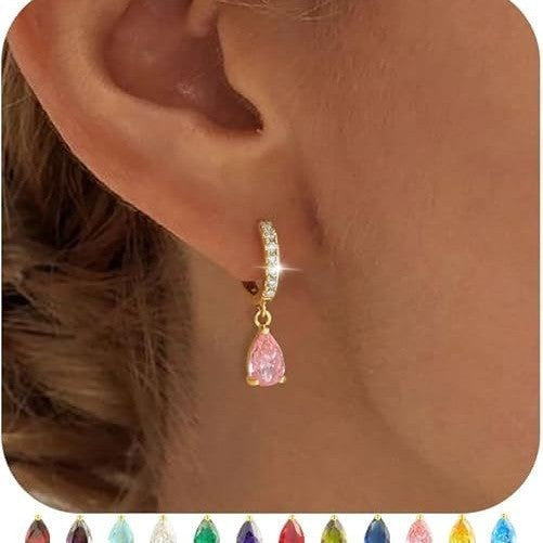 Womens Versatile Colorful Water-drop Stud Earrings