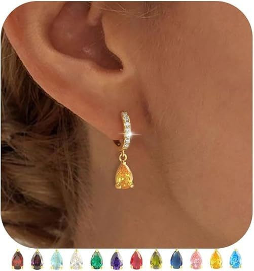 Womens Versatile Colorful Water-drop Stud Earrings