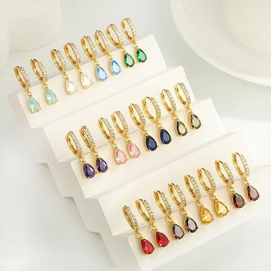 Womens Versatile Colorful Water-drop Stud Earrings