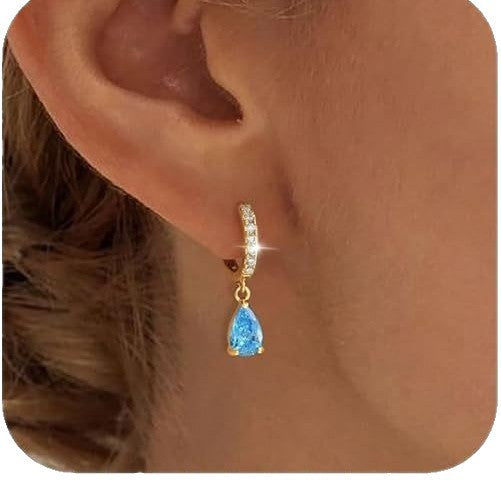 Womens Versatile Colorful Water-drop Stud Earrings