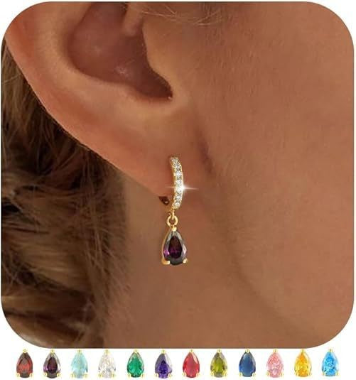 Womens Versatile Colorful Water-drop Stud Earrings