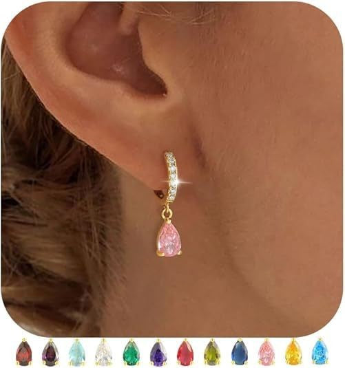 Womens Versatile Colorful Water-drop Stud Earrings