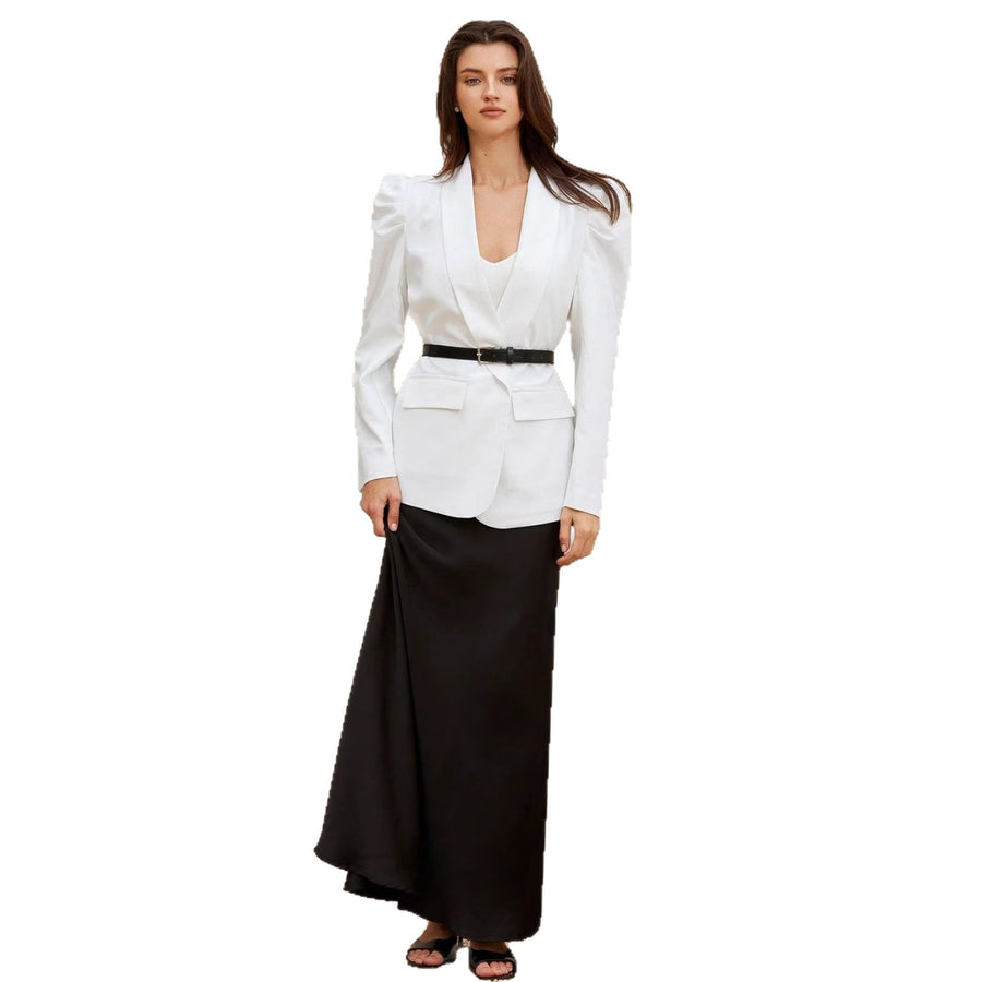 Womens New Buttonless Blazer with Bubble Sleeves - Chic & Stylish