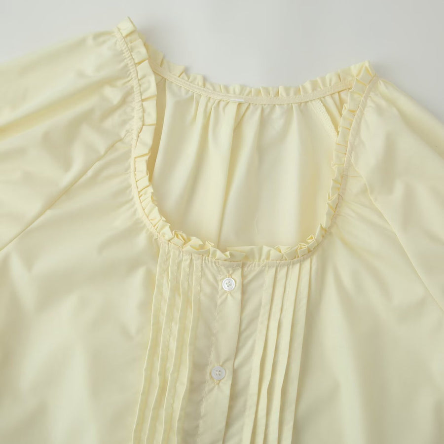 Solid-color Ruffled-cuff Drawstring Slimming Blouse for Women