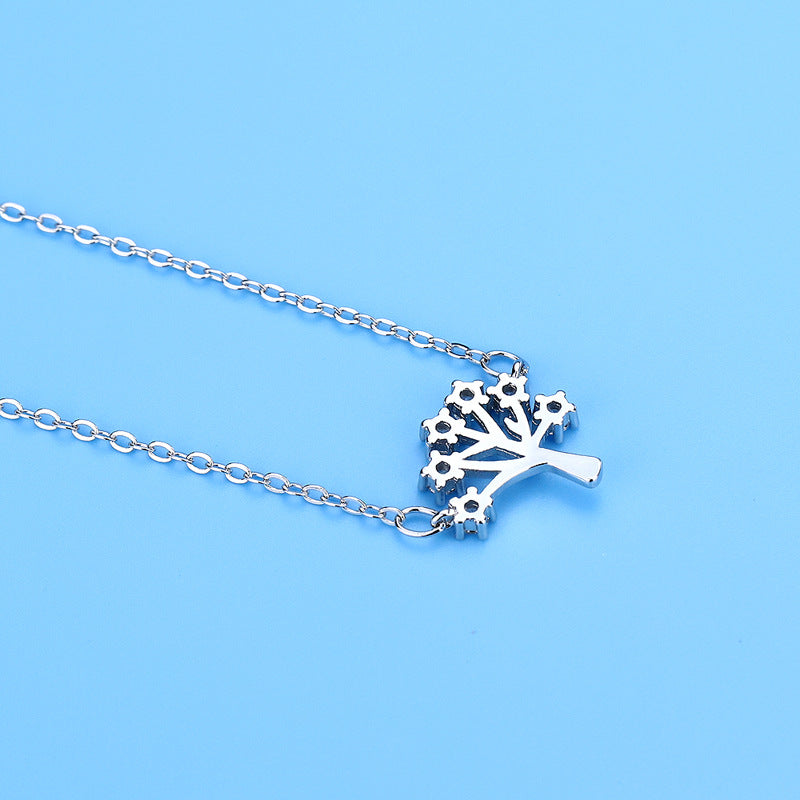 925 Sterling Silver Christmas Snowflake Pendant Necklace